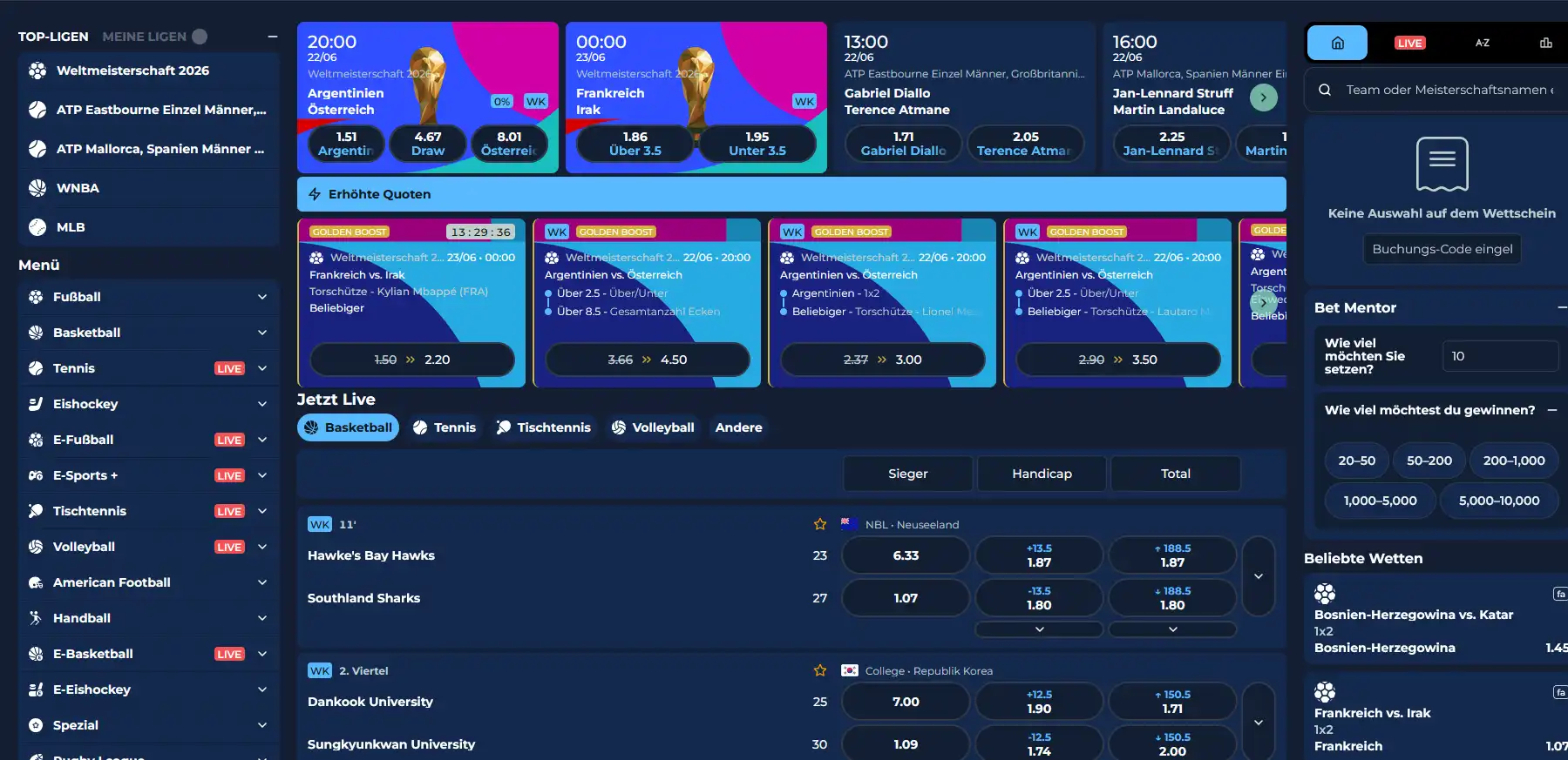 Moana Casino Sportwetten mobil – Live-Wetten auf Fußball, Tennis und eSports